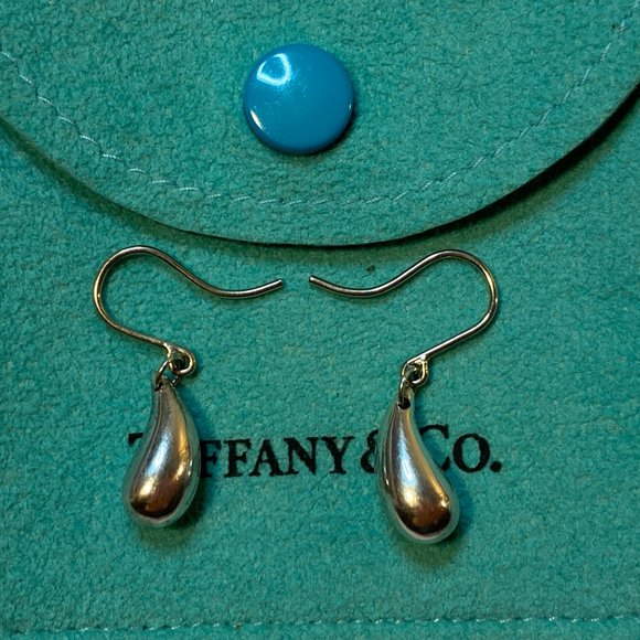 Tiffany & Co. Sterling Silver Elsa Peretti Teardrop Dangle Drop Earrings - Picture 5 of 7